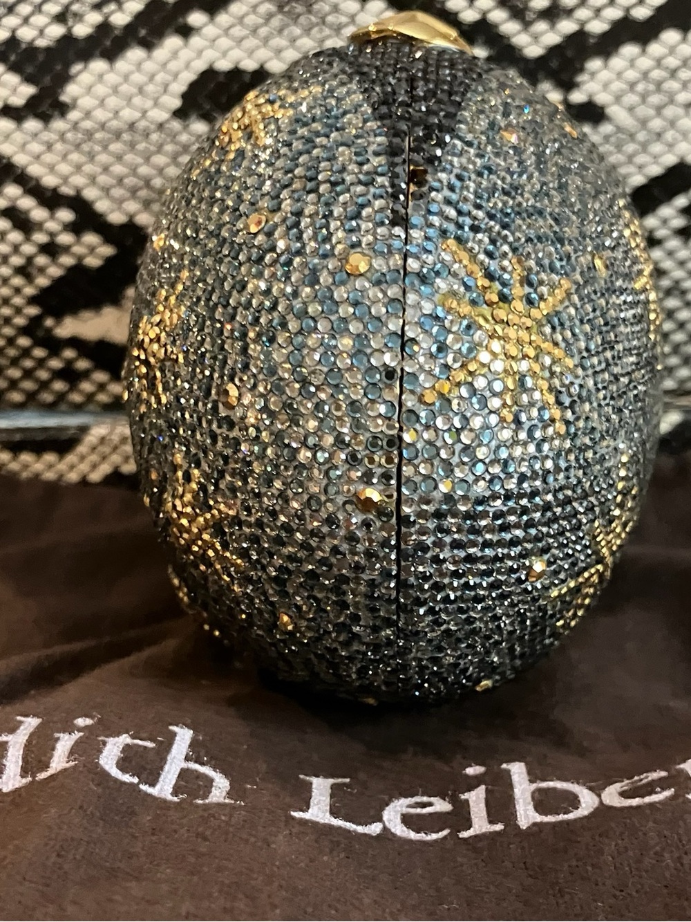 Judith Leiber Silver and Gold Moon and Stars Chrystal Clutch - Picture 4 of 6
